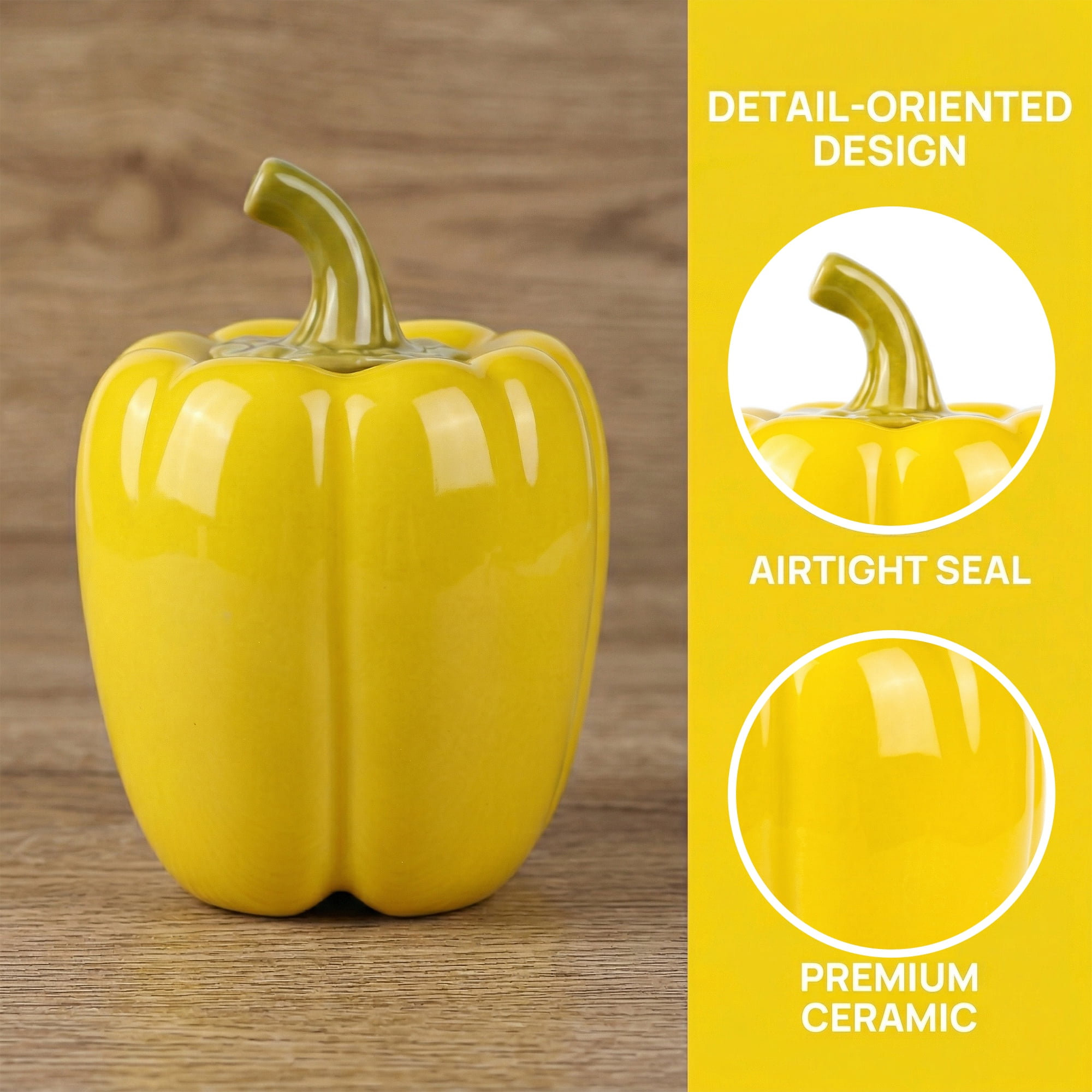 Unique Bargains Ceramic Chili Shaped Jar with Lid Cute Vegetable Jar for Decor Yellow