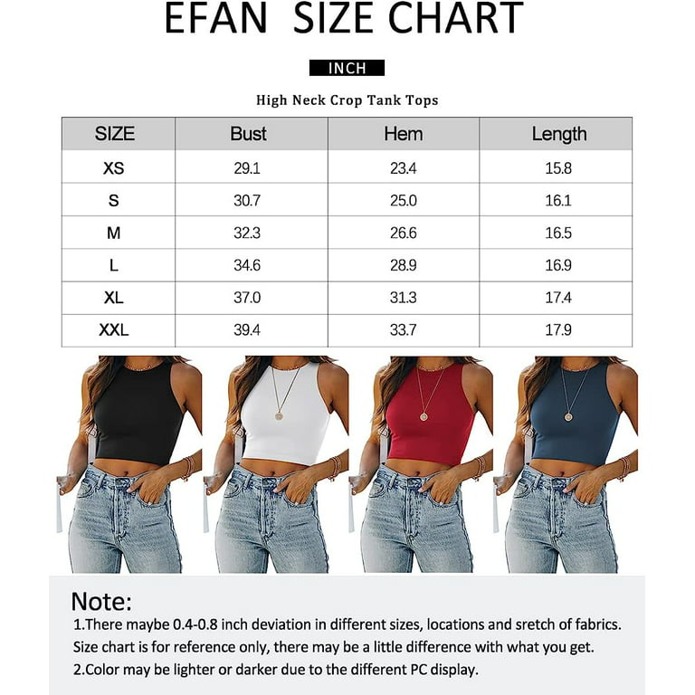 EFAN Womens Sexy Sleeveless High Neck Workout Crop Tops Cute Racerback  Cropped Tank Tops Teen Girls Summer Clothes at  Women’s Clothing store