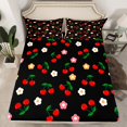 thumbnail image 2 of Manfei Red Cherry Queen Sheet Sets,Cute Flowers Daisy Flat Sheet,Sweet Fruit Queen Fitted Sheet For Kids,Super Cozy Room Decor,4-Piece, 2 of 7