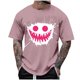 thumbnail image 2 of Blusas y camisas de manga corta con cuello redondo para hombre, blusas casuales de verano a la moda con cuello redondo y estampado para hombre., 2 of 4