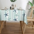 thumbnail image 4 of Coastal Starfish Tablecloths Navy Blue Pattern Polyester Rectangle Table Cloth Washable Seasonal Tabletop for Kitchen Dinning Party Outdoor Picnic 60 x 84 Inch Tablecloths, 4 of 7