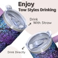 thumbnail image 4 of 20oz Bohemian Tumbler with Handle & Straws, Leak-Proof Stainless Steel Insulated Travel Coffee Mug, Boho Themed Gift for Women, 4 of 5