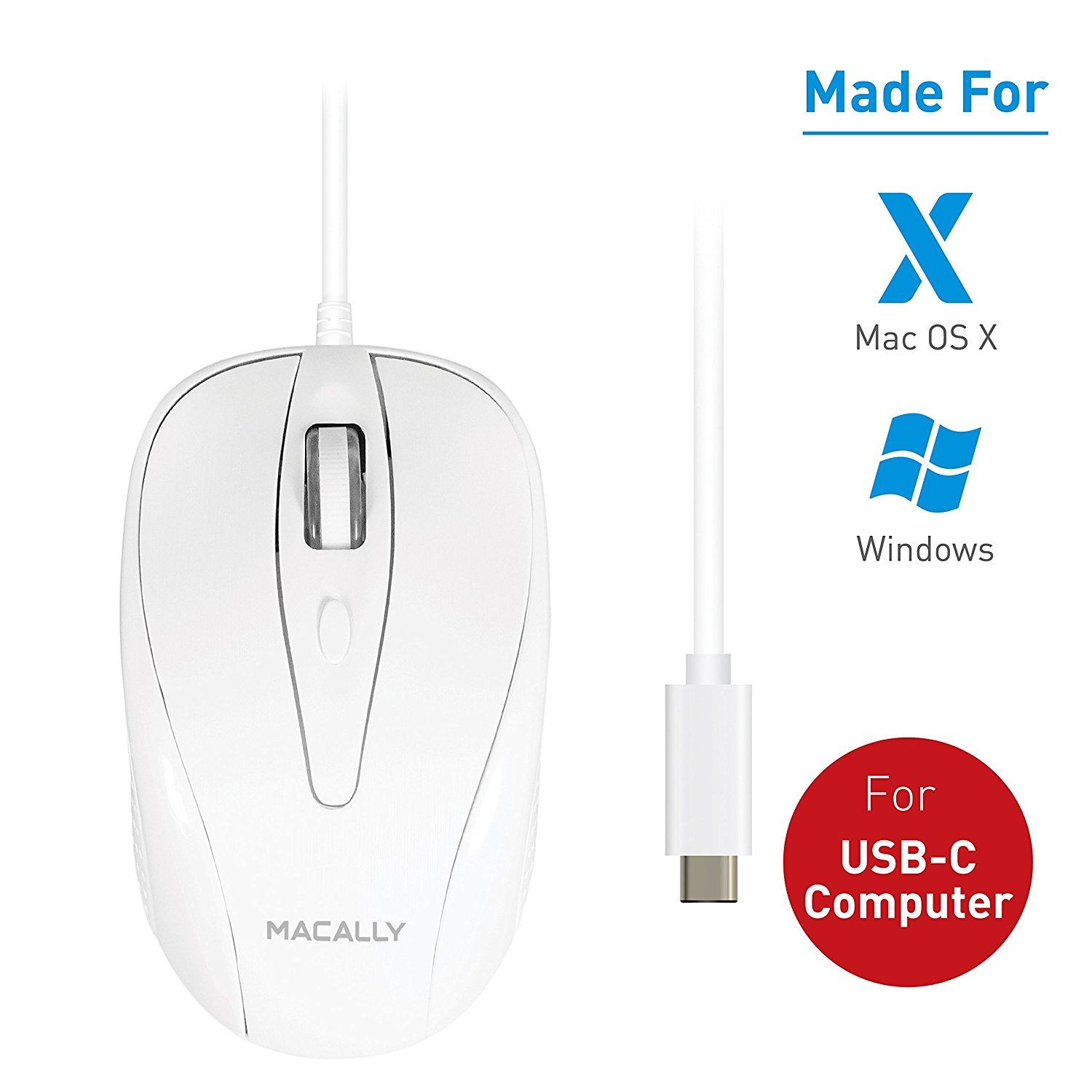 Macally UCTURBO - Mouse - right and left-handed - optical - 3 buttons - wired - USB-C - image 2 of 5