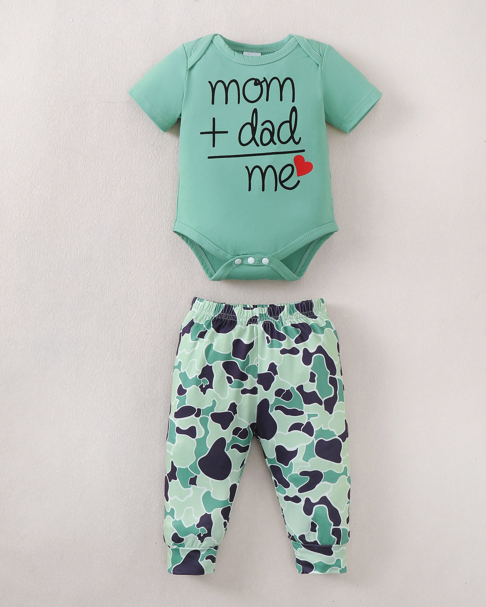 KIMI BEAR Preemie Baby Boys Layette Set 5 Packs Shower Gift Sets Romper Top Pants Set Short Sleeves Tops Letter Print Camouflage Outfits Clothing Summer 10pcs Essential Clothes Multicolor