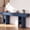 Blue 1.8m, variant on OMCMUU Contemporary Console Table with Charging Station, 2 Adjustable Shelves, Particleboard MDF, Natural,1.8M