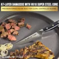 thumbnail image 6 of SliceElite Elite Series 6-Piece Steak Knife Set Non-Serrated Plain Edge 67-Layer Damascus Steel with VG10 Super Steel Core G10 Composite Handles with Blade Guards, 6 of 8