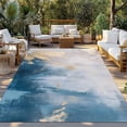 Absstract Color Block Outdoor Rug, Blue Gold Gradient Art Non-Slip Area ...