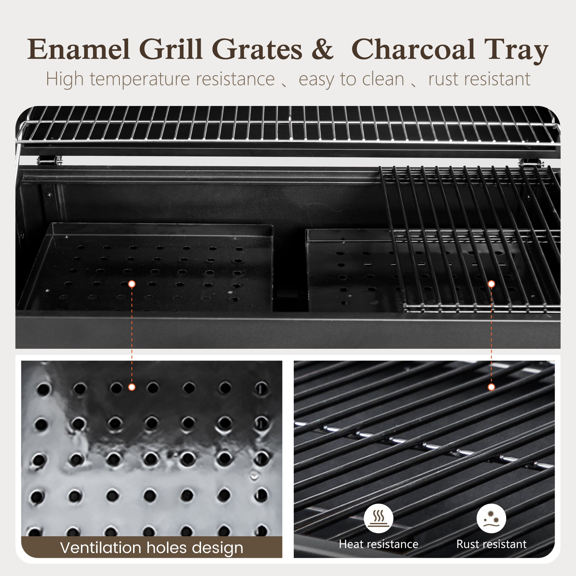 Alpha Joy 34-inch BBQ Charcoal Grill Outdoor Portable Barbecue Grill