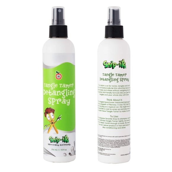 Snip-its Tangle Tamer Spray desenredante para cabello para niños 10 oz | Acondicionador en spray sin enjuague - Rizado o liso - Fórmula antiestática - Fabricado en EE. UU. Ingredientes naturales | C