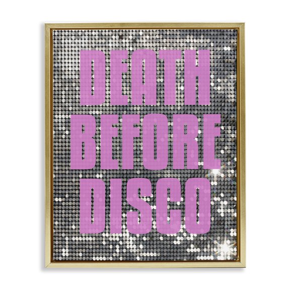 Stupell Industries Art Deco Glam Death Before Disco Gold Floating Frame Canvas Art, 17 x 21, by House of Lulu