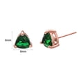 thumbnail image 2 of Airokiy Cubic Zirconia Stud Earrings for Women Cut Green Crystal Rose Gold Stud Earring Jewelry, 2 of 3