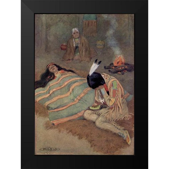 Kirk, Maria 11x14 Black Modern Framed Museum Art Print Titled - Seven long days and nights he sat there from Story of Hiawatha 1910