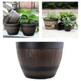thumbnail image 4 of Macetas de barril de de resina - Macetas de flores rústicas Macetas con orificios de drenaje para patio, jardín, exterior, interior, decoración d 113 pulgadas shamjiam macetas de barril, 4 of 8