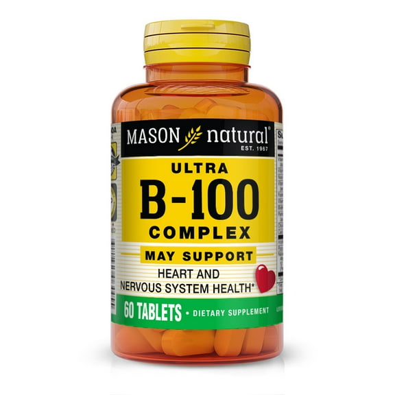 Mason Natural Ultra B-100 Complex - Healthy Heart and Nervous System, Improves Immune Function and Energy Metabolism, 60 Tablets