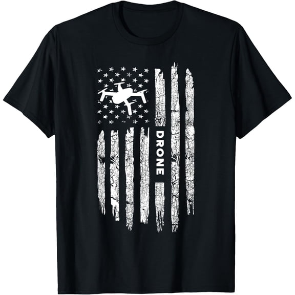 American Flag Drone Clothing - Drone Pilot Vintage Drone T-Shirt men and women can wear, black, white, gifts.