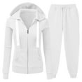 thumbnail image 4 of Womens 2 Piece Sweatsuits Sets Zip Up Hoodie With Jogger Sweatpants Matching Sets Casual Fall Tracksuit Two Piece Outfit Loungewear White XL, 4 of 4