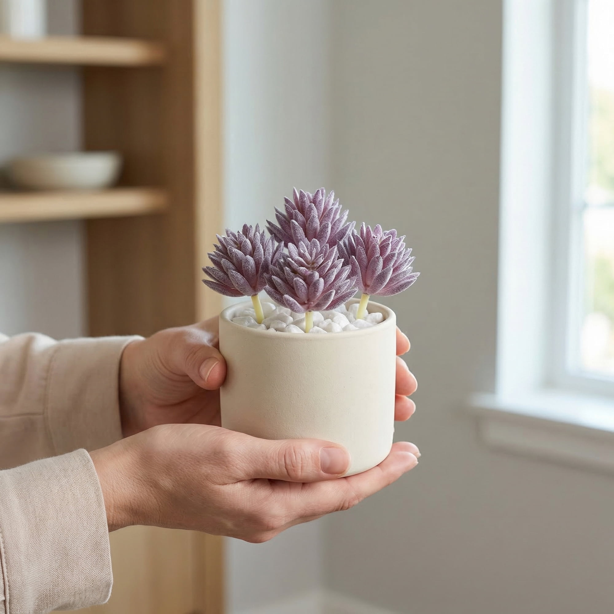 Unique Bargains 5pcs Flocked Artificial Succulents Purple 7.0"