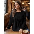 thumbnail image 2 of KOITHOT Womens Plus Size Tops Tunic Long Sleeve Crew Neck Shirts Casual Soft Blouse 1X-5X, 2 of 6