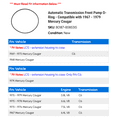 thumbnail image 2 of Automatic Transmission Front Pump O-Ring - Compatible with 1967 - 1979 Mercury Cougar 1968 1969 1970 1971 1972 1973 1974 1975 1976 1977 1978, 2 of 2