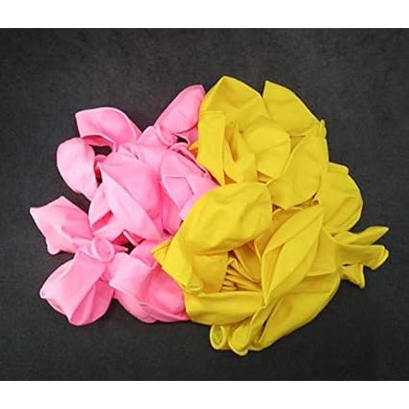 Ballons Colorés Lot de 50 (Jaune & Rose) Pompe à Air, Ou Hélium