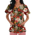 thumbnail image 5 of Hearthz Christmas Scrubs Tops for Women Plus Size Stretch Women Scrub Top V Neck Short Sleeve Nurse Working Uniforms with Pockets S-5xl, 5 of 5