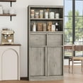 thumbnail image 4 of Buffet Sideboard with 4 Doors, Large Farmhouse Kitchen Storage Cabinet with Power Outlets, Wood Coffee Bar Cabinet with 2 Drawers for Kitchen, Dining Room, Entryway, 4 of 7