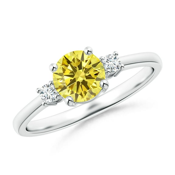 ANGARA Prong-Set Lab Grown Yellow & White Diamond Ring for Women in 925 Sterling Silver (Size-6.2mm| Clarity-VS) | Anniversary, Jewelry Gift for Women | Lab-Grown Yellow Diamond Ring