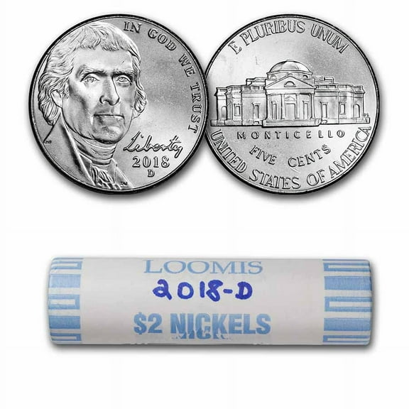 2018-D Jefferson Nickel 40-Coin Roll BU