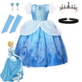 thumbnail image 1 of Vestido de princesa de Disney para niña, disfraz de Cenicienta, Bella, Blancanieves, Aurora, Rapunzel, Isabela, cumpleaños, boda, baile de graduación Fivean unisex, 1 of 2