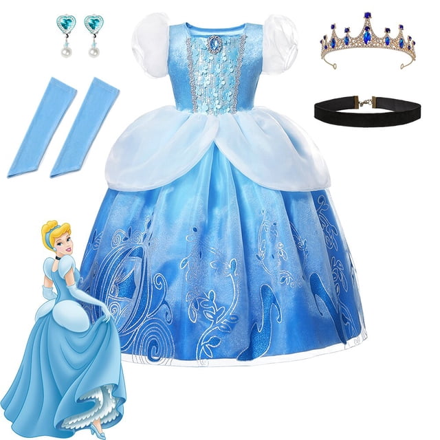 Vestido de princesa de Disney para niña, disfraz de Cenicienta, Bella, Blancanieves, Aurora, Rapunzel, Isabela, cumpleaños, boda, baile de graduación Fivean unisex