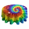 thumbnail image 4 of Colorful Tie Dye Pattern Round Tablecloth 60"x60",Wrinkle Wipeable Table Cloth for Kitchen Dining Room Picnic Patio Party, 4 of 6