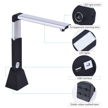 Picture Scanner High Speed Portable Adjustable High Speed USB Book Image Document Camera Scanner 8 Mega-pixel HD High-Definition Max. A3 Scanning Size ()