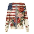 thumbnail image 4 of Patriotic Scrub Jackets Women Usa Flag Graphic Print Medical Nurse Uniforms Plus Size Crew Neck T Shirts Long Sleeve Scrub Top 4th Of July Summer Shirts Graphic Tops, 4 of 5