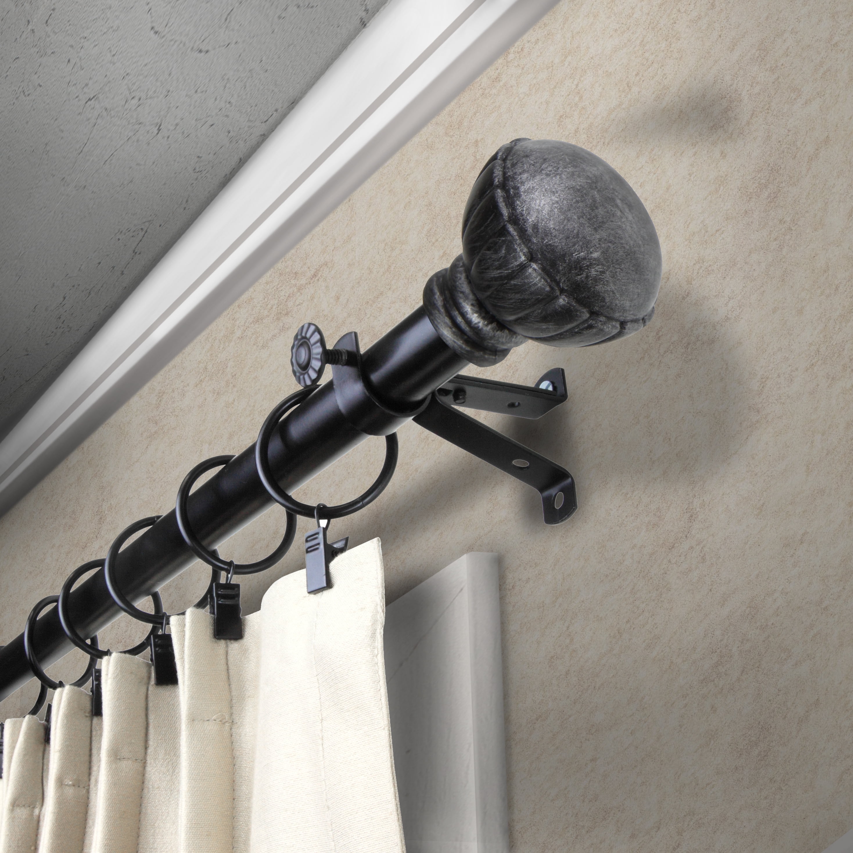 Faron 13/16" Bay Window curtain rod 20"-36", 38"-72" - Black