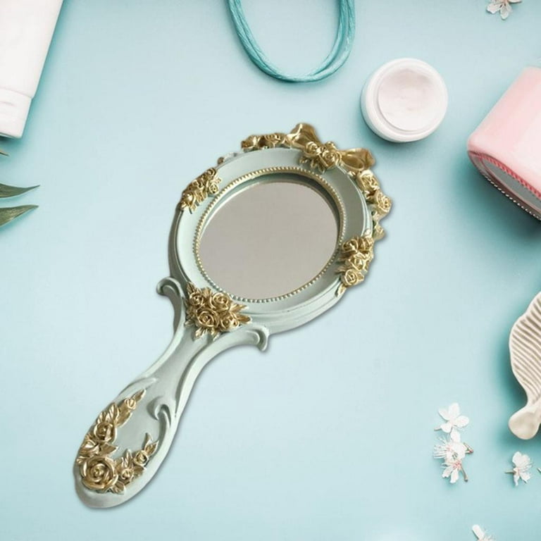 European-style Pattern Hand-held Makeup Mirror Portable Carry-on