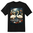 thumbnail image 2 of Plus Size Shirt for Women Black Tops for Women Short Sleeves Shirt for Women Swans T Shirt Crewneck Shirt for Women XS, 2 of 5