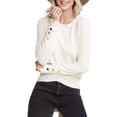 thumbnail image 3 of Doublju Women's Round Neck Long Sleeve Soft Knit Pullover Sweater with Sleeve Buttons, 3 of 5