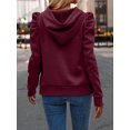 thumbnail image 3 of Women's Casual Puff Long Sleeve Hoodie Lightweight Pullover Tops Padded Shoulder Solid Loose Sweatshirt Fall Outfits, 3 of 5