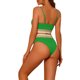 thumbnail image 3 of Conjuntos de bikini de dos piezas de talle alto para mujer, con tirantes ajustables y diseño acanalado, traje de baño en color verde oscuro, talla X-Large, 3 of 5