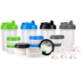 thumbnail image 2 of 16 OZ Protein Shaker Bottle with Mixer Ball and 2 Interlocking Storage Jars for Pills,Protein,Snacks, Coffee, Tea. 100% BPA Free,Non Toxic and Leak Proof Sports Bottle-4 Pack, 2 of 5