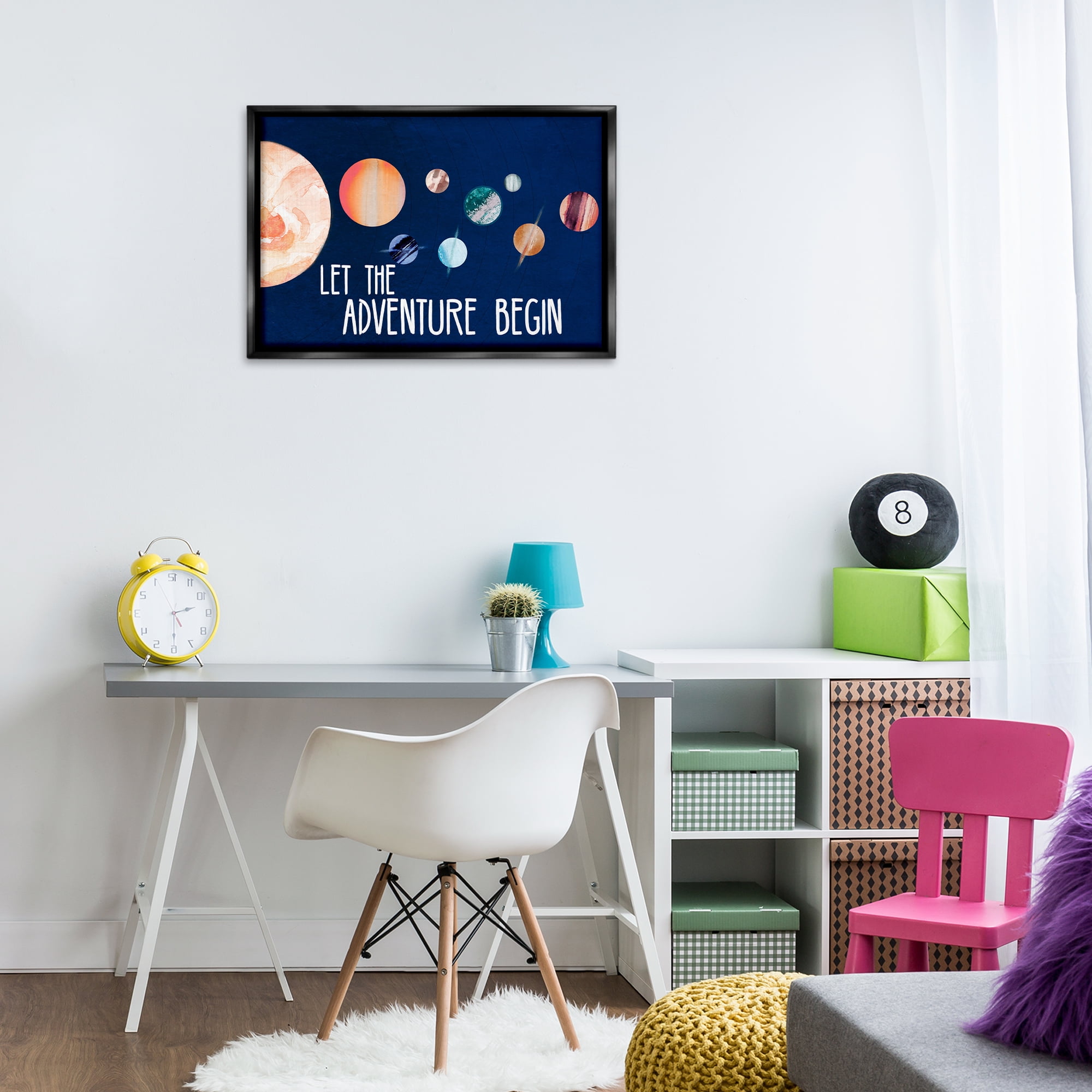 Stupell Industries Let Adventure Begin Astrology & Stars Painting Black Floater Framed Canvas Art Print Wall Art, 31 x 21