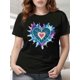 thumbnail image 1 of Plus Size Women's T-Shirt with Vibrant Tie-Dye Heart Graphic - Comfortable, Short Sleeve, Round Neck in Dark Color - Machine Washable, Plus Size Blouses Tee For Adult, Men, Women, Teen, Teenager, Ado, 1 of 5