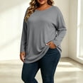 thumbnail image 6 of yillto S-5XL Womens Tops Basic Long Sleeve Blouse Fall Trendy Loose Casual Crew Neck Plus Size Top, 6 of 7