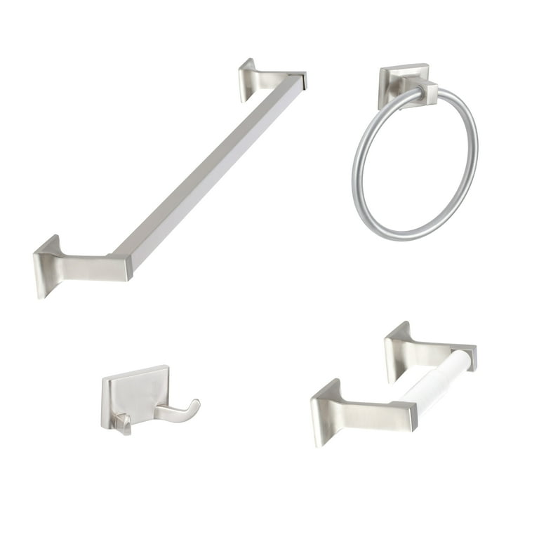 Bathroom Accessories Set - Brown/Stainless Steel