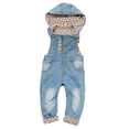 thumbnail image 1 of KIDSCOOL SPACE Baby Denim Overall,Hooded Little Kid Jean Jumper,Light Blue,3-4 Years, 1 of 5
