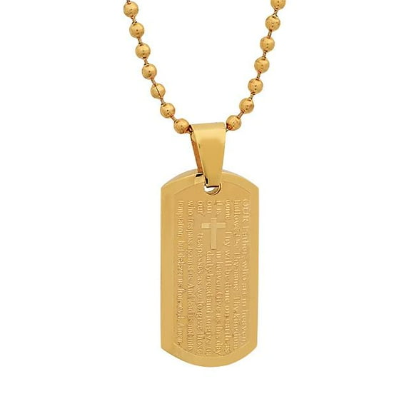 18K Gold Plated Lords Prayer Pendant In English