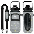 thumbnail image 1 of Cute Star 64 Oz Water Bottle with Sleeve - BPA Free Leakproof Sport Large Plastic Water Bottle with Straw & Time Marker & Insulated Neoprene Holder Carrier Bag Great Gift for Women Men, 1 of 6