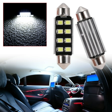 Unique Bargains LED Dome Light Bulbs 2835 Chip 8 Led for Car Dome Light Interior Lights License Plate Light 41mm White Map Light Bulb 2 Pcs