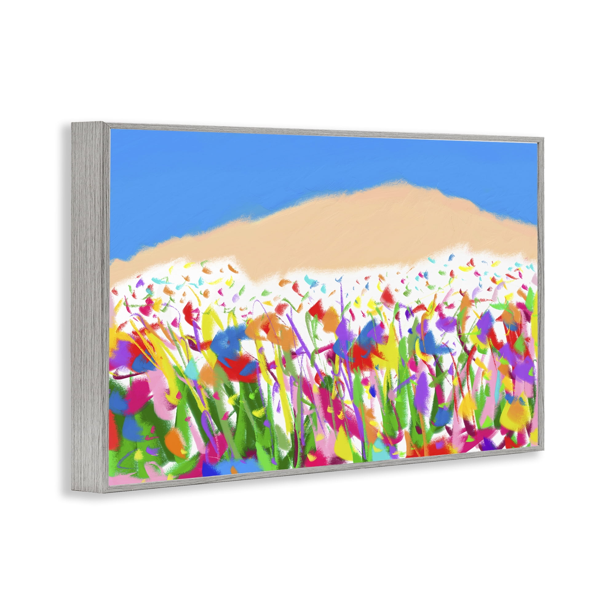 Stupell Industries Joyful Landscape Abstraction Landscape Painting Gray Framed Art Print Wall Art, 24 x 16
