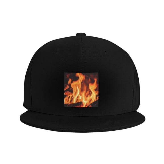 Flat Bill Visor Classic Snapback Hat Colorful Fire Flame Adjustable Baseball Cap for Men Women Black